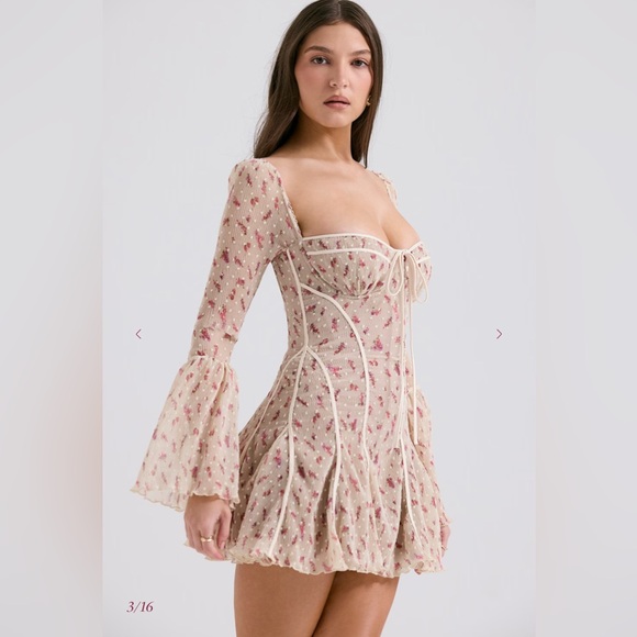 ANALISSA
Vintage Cream Rose Print Corset Mini Dress - Picture 5 of 11